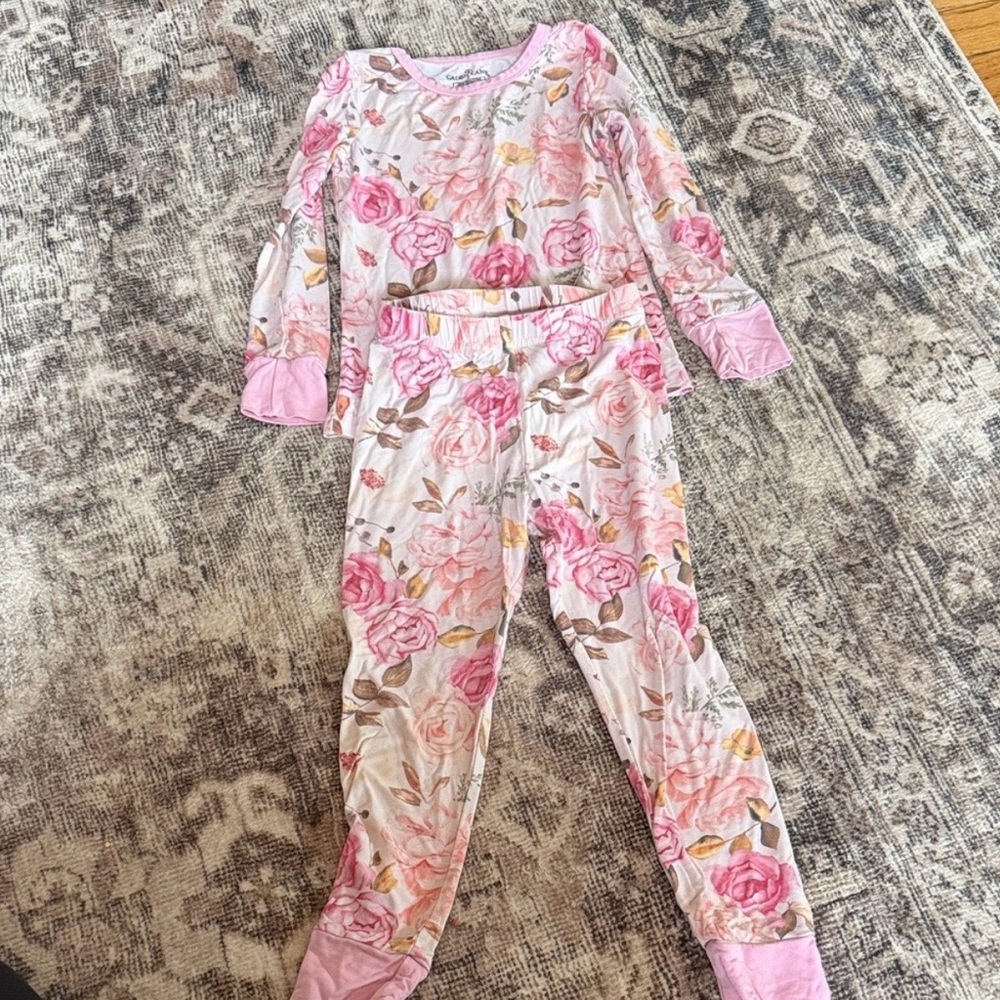 Caden Lane Pink Floral Cotton Pajama Set